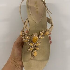 Kenneth Cole Beige Sandals with Yellow Embellishments
